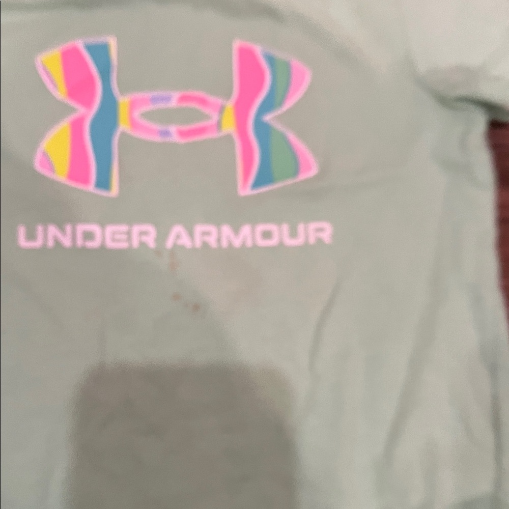 Under Armour Mint Green Tee and Multicolor Striped Shorts - Picture 3 of 7